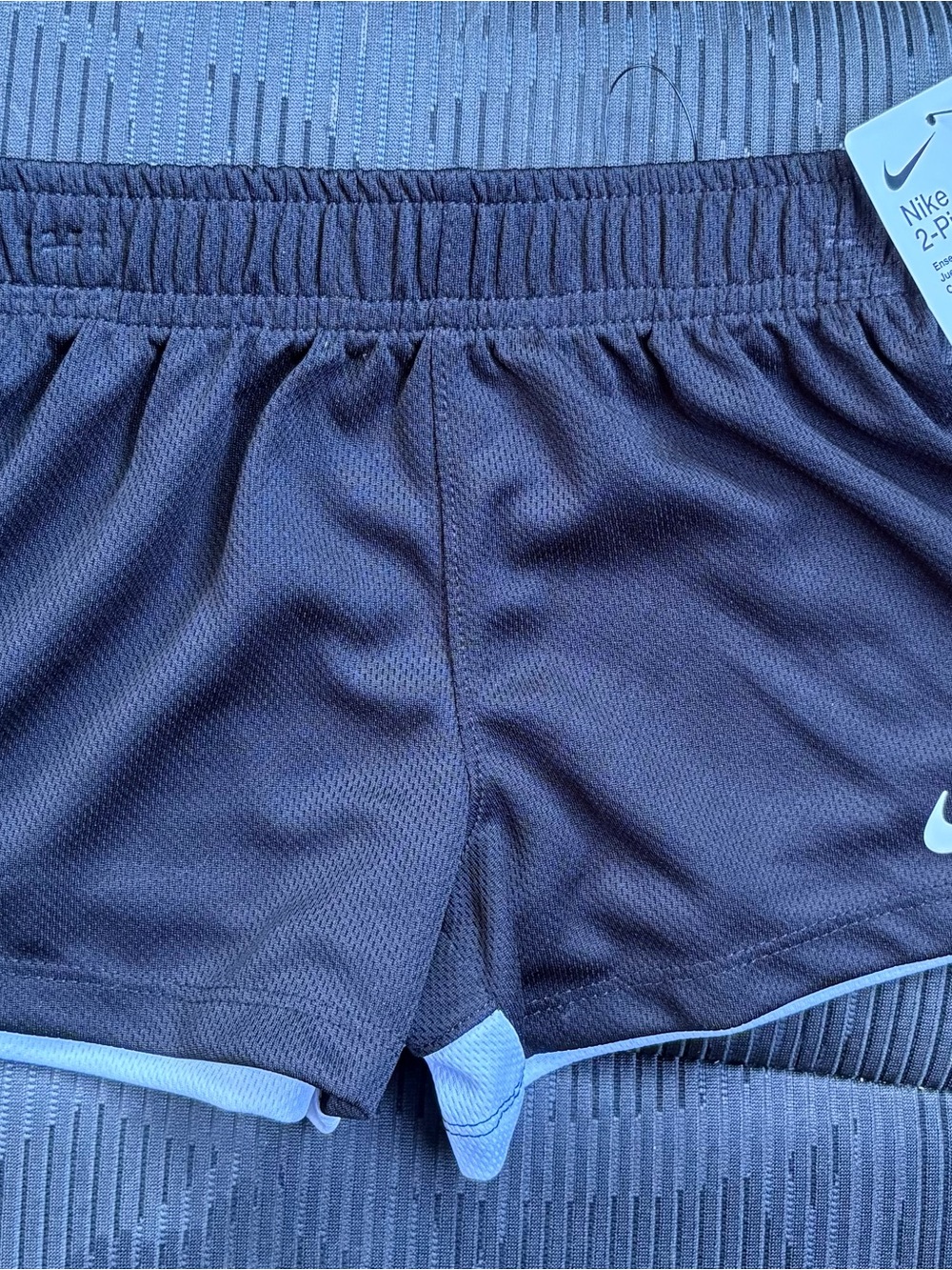 Nike Kids 2-Piece Active Set - Gray Top with Red Swoosh & Black Shorts - Picture 4 of 4